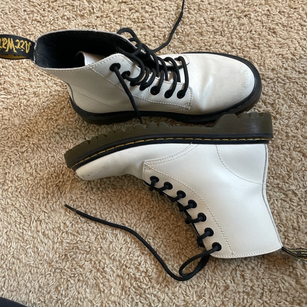 White Doc Martens Luana Shoes, Combat Boots - Women’s 7